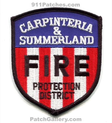 Carpinteria and Summerland Fire Protection District Patch (California)
Scan By: PatchGallery.com
Keywords: & prot. dist. department dept.