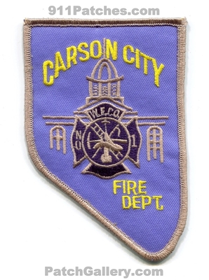 Carson City Fire Department Warren Engine Company Number 1 Patch (Nevada) (State Shape)
Scan By: PatchGallery.com
Keywords: dept. w.e. we co. no. #1