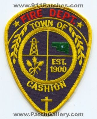 Cashion Fire Department Patch (Oklahoma)
Scan By: PatchGallery.com
Keywords: dept. town of