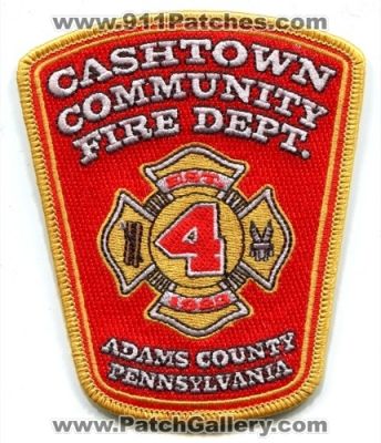 Cashtown Community Fire Department Adams County Company 4 Patch (Pennsylvania)
[b]Scan From: Our Collection[/b]
[b]Patch Made By: 911Patches.com[/b]
Keywords: dept. station