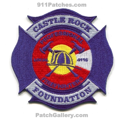Castle Rock Professional Firefighters Foundation Patch (Colorado)
[b]Scan From: Our Collection[/b]
[b]Patch Made By: 911Patches.com[/b]
Keywords: crpff iaff local 4116 union fire department dept.