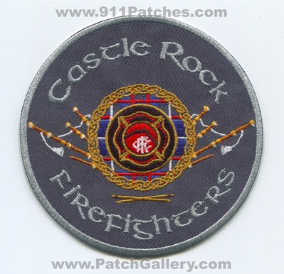 Castle Rock Firefighters Pipes and Drums Patch (Colorado) (Prototype)
[b]Scan From: Our Collection[/b]
[b]Patch Made By: 911Patches.com [/b]
Keywords: fire department dept. crfd c.r.f.d. &