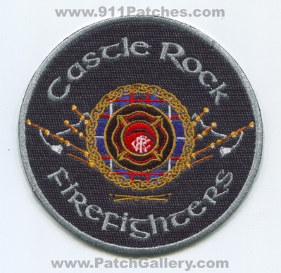 Castle Rock Firefighters Pipes and Drums Patch (Colorado)
[b]Scan From: Our Collection[/b]
[b]Patch Made By: 911Patches.com [/b]
Keywords: fire department dept. crfd c.r.f.d. & ffs