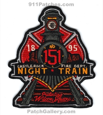 Castle Rock Fire Rescue Department Station 151 Patch (Colorado)
[b]Scan From: Our Collection[/b]
Keywords: dept. crfd c.r.f.d. company co. 1895 night train protecting wilcox square