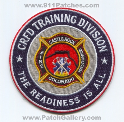 Castle Rock Fire Rescue Department Training Division Patch (Colorado)
[b]Scan From: Our Collection[/b]
[b]Patch Made By: 911Patches.com[/b]
Keywords: dept. crfd c.r.f.d. the readiness is all