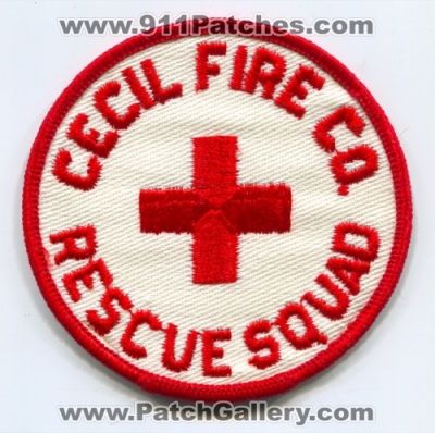 Cecil Fire Company Rescue Squad Patch (New Jersey)
Scan By: PatchGallery.com
Keywords: co. department dept.