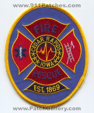 Cedar Rapids Fire Rescue Department Patch (Iowa)
Scan By: PatchGallery.com
Keywords: dept. est. 1869