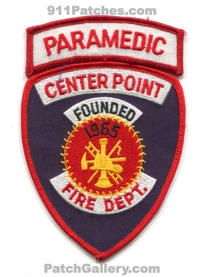 Center Point Fire Department Paramedic Patch (Alabama)
Scan By: PatchGallery.com
Keywords: dept. ems ambulance founded 1965