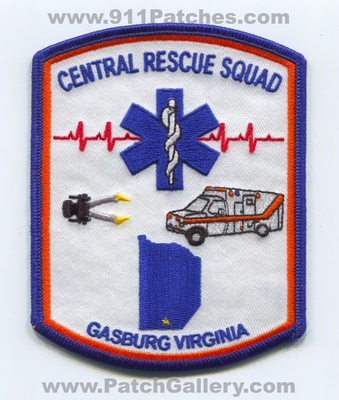 Central Rescue Squad Gasburg EMS Patch (Virginia)
Scan By: PatchGallery.com
Keywords: emergency medical services ambulance emt paramedic