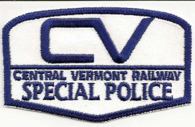 Central Vermont Railway Special Police
Thanks to EmblemAndPatchSales.com for this scan.
Keywords: cv
