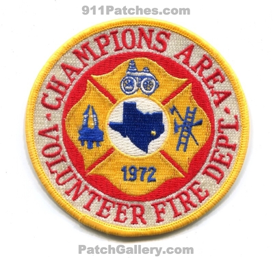 Champions Area Volunteer Fire Department Patch (Texas)
Scan By: PatchGallery.com
Keywords: vol. dept. 1972