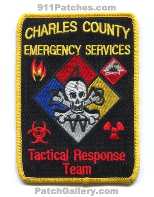 Charles County Emergency Services Tactical Response Team Patch (Maryland)
Scan By: PatchGallery.com
Keywords: co. es fire department dept. hazardous materials hazmat haz-mat trt
