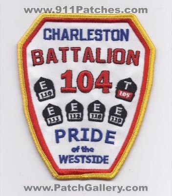 Charleston Fire Department Battalion 104 (South Carolina)
Thanks to Paul Howard for this scan.
Keywords: dept. engine e110 e111 e112 e116 e119 truck t105