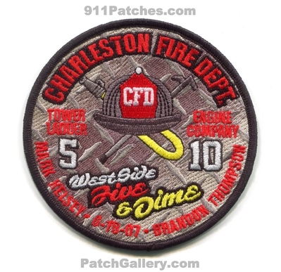 Charleston Fire Department Engine Company 10 Tower Ladder 5 Patch (South Carolina)
Scan By: PatchGallery.com
[b]Patch Made By: 911Patches.com[/b]
Keywords: dept. co. station truck cfd westside five and & dime Mark Kelsey Brandon Thompson 6-18-07