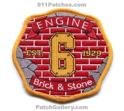 Charlotte Fire Department Engine 6 Patch (North Carolina)
Scan By: PatchGallery.com
Keywords: dept. cfd company co. station est. 1929 brick & and stone