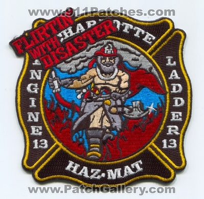 Charlotte Fire Department Station 13 Patch (North Carolina)
Scan By: PatchGallery.com
Keywords: Dept. Engine Ladder Haz-Mat HazMat Company Co. Flirtin with Disaster