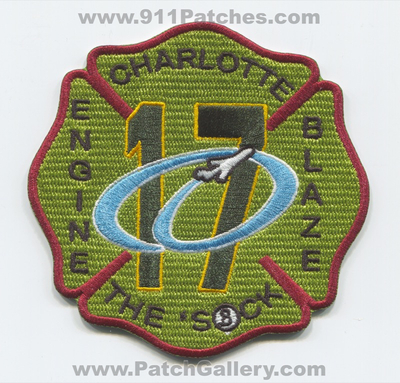 Charlotte Fire Department Station 17 Airport Patch (North Carolina)
Scan By: PatchGallery.com
[b]Patch Made By: 911Patches.com[/b]
Keywords: Dept. CFD C.F.D. Engine Blaze Company Co. ARFF Aircraft Rescue Firefighter Firefighting CFR Crash The Sock
