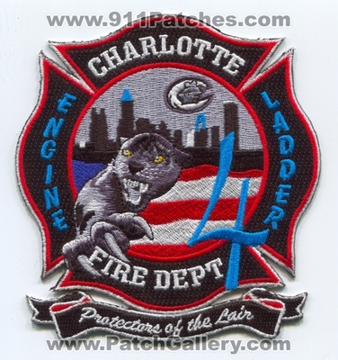 Charlotte Fire Department Station 4 Patch (North Carolina)
Scan By: PatchGallery.com
Keywords: Dept. Engine Ladder Company Co. Protectors of the Lair
