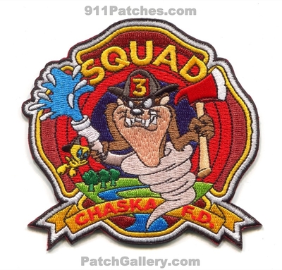 Chaska Fire Department Squad 3 Patch (Minnesota)
Scan By: PatchGallery.com
[b]Patch Made By: 911Patches.com[/b]
Keywords: dept. taz looney tunes