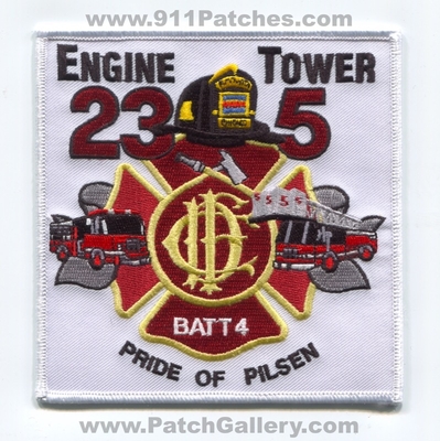 Chicago Fire Department Engine 23 Tower 5 Battalion 4 Patch (Illinois)
Scan By: PatchGallery.com
Keywords: Dept. CFD C.F.D. Truck Company Co. Station Pride of Pilsen