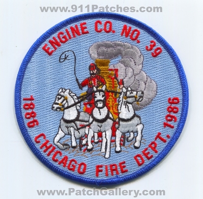 Chicago Fire Department Engine 39 Patch (Illinois)
Scan By: PatchGallery.com
Keywords: Dept. CFD C.F.D. Company Co. Number No. #39 Station 1886 1986