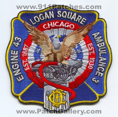 Chicago Fire Department Engine 43 Ambulance 3 Patch (Illinois)
Scan By: PatchGallery.com
Keywords: Dept. CFD C.F.D. Company Co. Station Logan Square - Est. 1887 Est. 1930