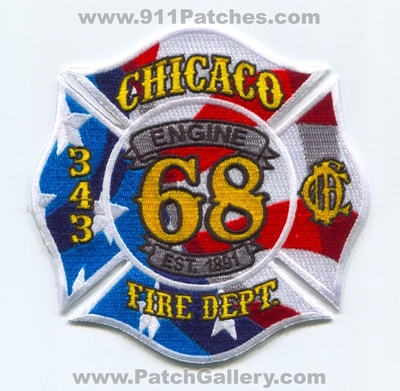 Chicago Fire Department Engine 68 343 Patch (Illinois)
Scan By: PatchGallery.com
Keywords: dept. cfd c.f.d. company co. station est. 1891