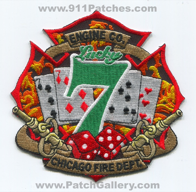 Chicago Fire Department Engine 7 Patch (Illinois)
Scan By: PatchGallery.com
Keywords: dept. cfd c.f.d. company co. station lucky cards