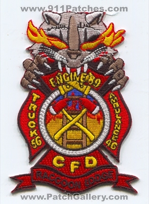 Chicago Fire Department Engine 89 Truck 56 Ambulance 46 Patch (Illinois)
Scan By: PatchGallery.com
Keywords: Dept. CFD Company Co. Station Raccoon Lodge