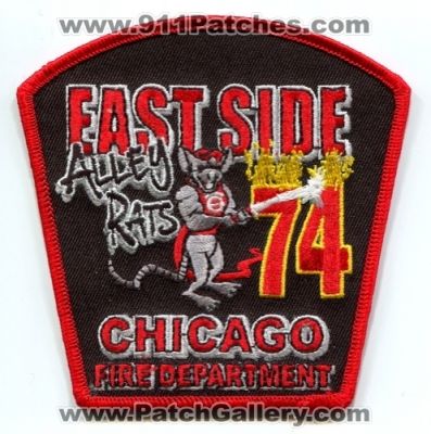 Chicago Fire Department Engine 74 (Illinois)
Scan By: PatchGallery.com
Keywords: dept. cfd eastside alley rats company station