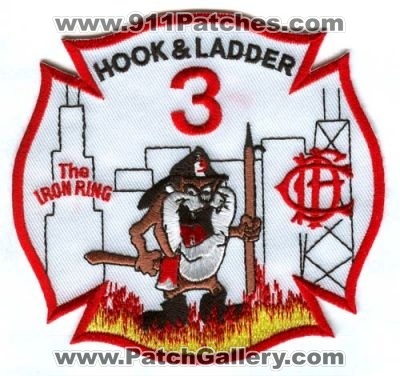 Chicago Fire Department Hook and Ladder 3 (Illinois)
Scan By: PatchGallery.com
Keywords: dept. cfd company station & the iron ring taz