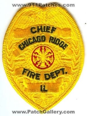 Chicago Ridge Fire Chief Patch (Illinois)
[b]Scan From: Our Collection[/b]
Keywords: department dept
