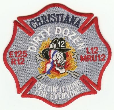 Christiana Fire Station 12
Thanks to PaulsFirePatches.com for this scan.
Keywords: delaware engine rescue ladder mru