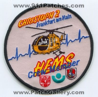 Christoph 2 Frankfurt am Main (Germany)
Scan By: PatchGallery.com
Keywords: ems air medical helicopter ambulance hems crew member