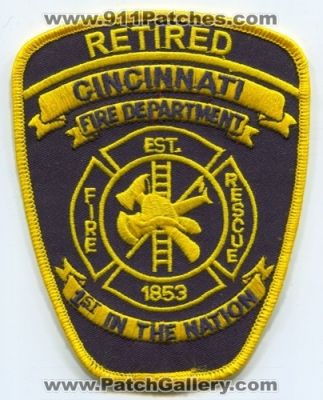 Cincinnati Fire Rescue Department Retired (Ohio)
Scan By: PatchGallery.com
Keywords: dept. 1st in the nation