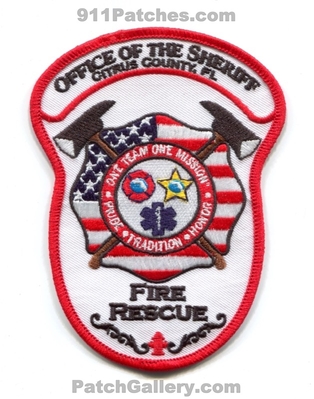 Citrus County Sheriffs Office Fire Rescue Department Patch (Florida)
Scan By: PatchGallery.com
Keywords: co. of the one team mission pride tradition honor