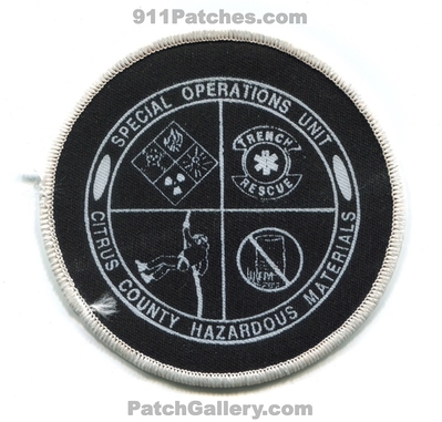 Citrus County Fire Department Special Operations Unit Hazardous Materials Patch (Florida)
Scan By: PatchGallery.com
Keywords: co. dept. ops. hazmat haz-mat technical tech. trench rescue
