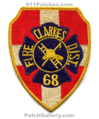 Clarkes Fire District 68 Patch (Oregon)
Scan By: PatchGallery.com
Keywords: dist. number no. #68 department dept.