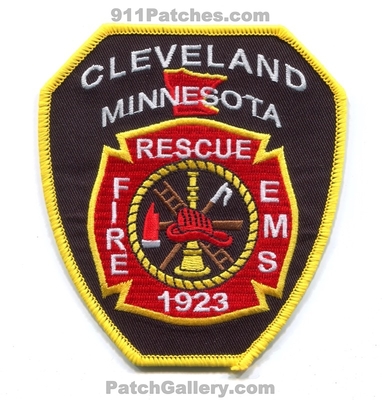 Cleveland Fire Rescue Department Patch (Minnesota)
Scan By: PatchGallery.com
[b]Patch Made By: 911Patches.com[/b]
Keywords: dept. ems 1923