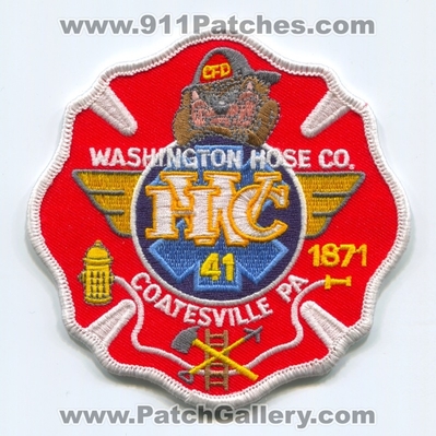 Coatesville Fire Department Washington Hose Company 41 Patch (Pennsylvania)
Scan By: PatchGallery.com
Keywords: dept. co. number no. #41 pa