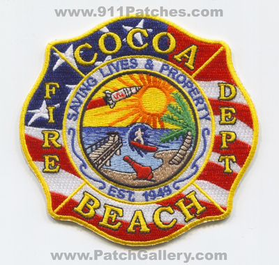 Cocoa Beach Fire Department Patch (Florida)
Scan By: PatchGallery.com
Keywords: dept. saving lives & property est. 1949
