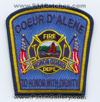Coeur d'Alene Fire Department Honor Guard Patch (Idaho)
Scan By: PatchGallery.com
Keywords: dalene dept. to with dignity