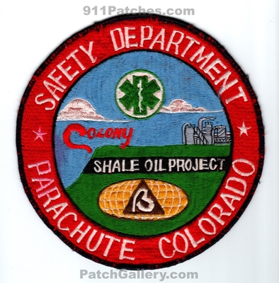 Colony Shale Oil Project Parachute Safety Department EMS Patch (Colorado) (Jacket Back Size)
[b]Scan From: Our Collection[/b]
Keywords: dept.