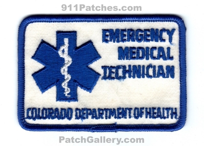 Colorado Department of Health Emergency Medical Technician EMT EMS Patch (Colorado)
[b]Scan From: Our Collection[/b]
Keywords: dept. doh ambulance