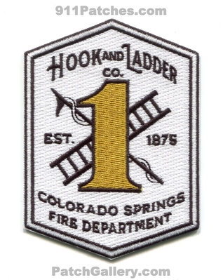 Colorado Springs Fire Department Hook and Ladder Company 1 Patch (Colorado)
[b]Scan From: Our Collection[/b]
[b]Patch Made By: 911Patches.com[/b]
Keywords: dept. csfd co. station est. 1875