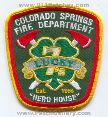 Colorado Springs Fire Department Station 7 Patch (Colorado)
[b]Scan From: Our Collection[/b]
Keywords: dept. csfd co. company lucky 7s hero house est. 1964