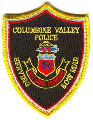 Columbine Valley Police (Colorado)
Scan By: PatchGallery.com
Keywords: bow mar