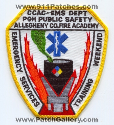 Community College of Allegheny County CCAS EMS Department Emergency Services Training Weekend Patch (Pennsylvania)
Scan By: PatchGallery.com
Keywords: comm. dept. pgh public safety co. fire academy