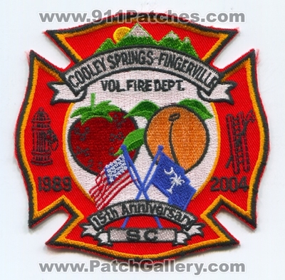 Cooley Springs-Fingerville Volunteer Fire Department 15th Anniversary Patch (South Carolina)
Scan By: PatchGallery.com
Keywords: vol. dept. sc