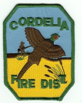 Cordelia Fire Dist
Thanks to PaulsFirePatches.com for this scan.
Keywords: california district